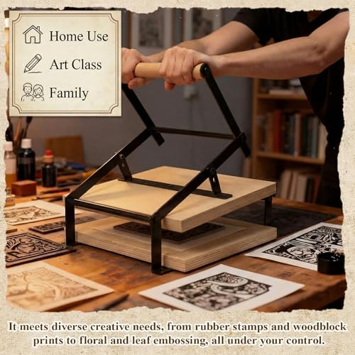 A3 Black Printing Linocut Hand Lever Press Machine with Rollers and Felt Pads for Lino Cuts, Cutting Printing, Linoleum Blocks Printmaking Tools Kits for Hobbyists and Home Crafters - size: A3