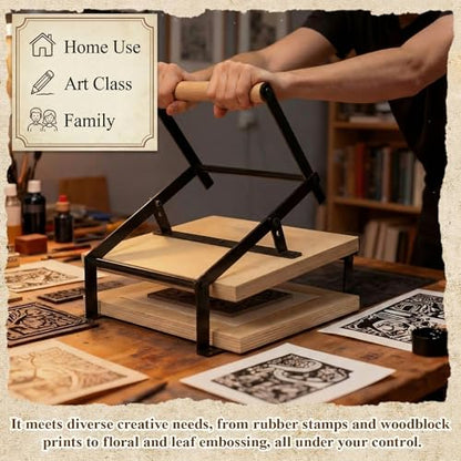 A3 Black Printing Linocut Hand Lever Press Machine with Rollers and Felt Pads for Lino Cuts, Cutting Printing, Linoleum Blocks Printmaking Tools Kits for Hobbyists and Home Crafters - size: A3