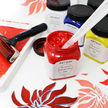 Artway Premium Block Printing Ink - 250ml - Red - Ideal for Relief, Block and Lino Printmaking - color: Red