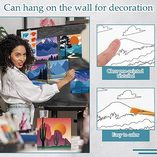 Ctosree 12 Sets Pre Drawn Canvas Kit for Painting Adults Sip and Paint Kit Art Pre Printed Canvas Bulk for Adult Date Night, Art Party & Holiday Gift(Landscape,8 x 10 in) - size: 8 x 10 in, style: Landscape