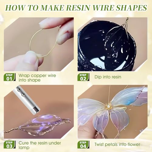 Dip Resin for Wire Flowers, Dip Resin Crystal Clear with Pliers and Wire Fast Curing Highly Transparent Crystal Clear Gloss Finish for DIY Art Jewelry Creative Modeling, 100ML
