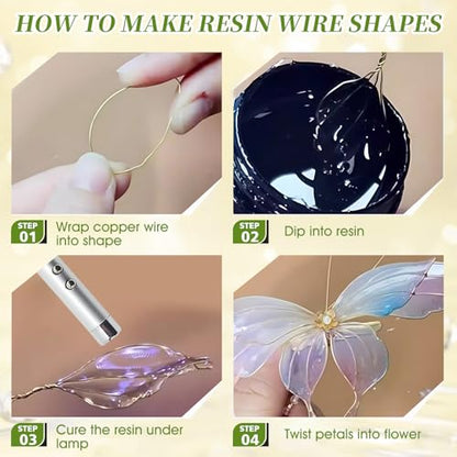 Dip Resin for Wire Flowers, Dip Resin Crystal Clear with Pliers and Wire Fast Curing Highly Transparent Crystal Clear Gloss Finish for DIY Art Jewelry Creative Modeling, 100ML