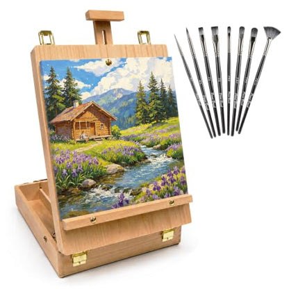 Table Easel Sketchbox Easel with Paint Brushes for Painting | Tabletop Easel Easy to Store Art Easel for Beginners Art Lovers - color: Sketchbox Easel