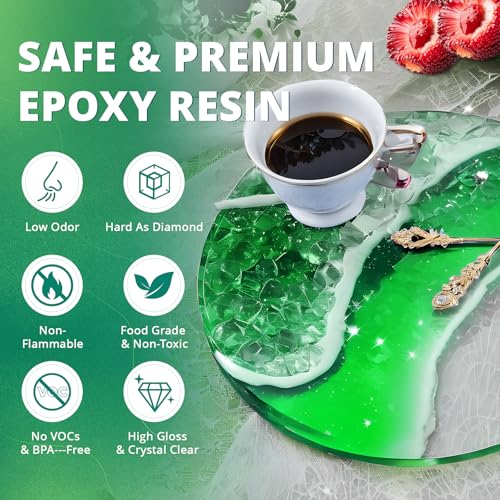Resin Epoxy, KHKD RESIN 1 Gallon Epoxy Resin Kit- 2 Part Crystal Clear Resina Epoxica - High Gloss Odorless, UV & Impact Resistance Food Grade Epoxy Perfect for DIY Crafts, Jewelry, Art Coating - size: B-1 Gallon