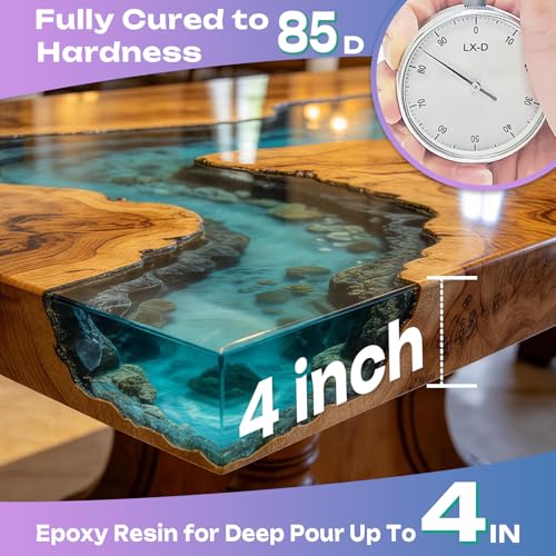 3.3 Gallon Deep Pour Epoxy Resin, Epoxy Resin Kit 2-4 Inch 2:1 Deep Pour Resin Epoxy Clear Kit Bubble Free Crystal Clear for River Table, Art Crafts, Flowers, Wood, DIY - size: 3.3Gallon