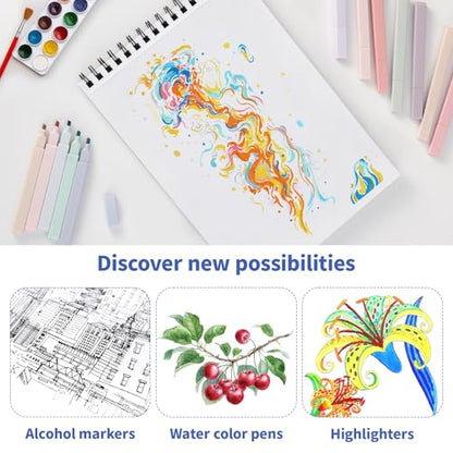 Sanjoki Premium Marker Pad, 48 Sheets, 180gsm, 8.3" x 11.7", Dual Sided Painting, Acid and Lignin Free, Bleedproof, Professional Grade