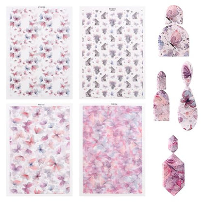 Clay Transfer Paper, 4Pcs Butterfly Themed Polymer Clay Transfer Sheets with Mud Press Rod and 2mm Thickness Ruler for Jewelry Making - color: Butterfly