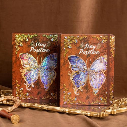 B5 Hardcover Journal for Women & Men -Butterfly Aesthetic Lined Notebook | 192 Pages Thick 80gsm Paper Writing Journal for Office, School, Travel Notes & Gift-9" x 6.9 - color: Brown