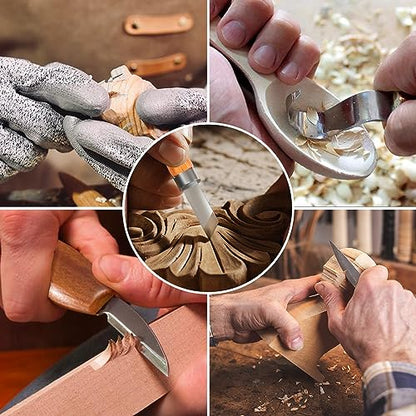 Wood Carving Tools Whittling Kit- Woodworking Large Whittling Kit, Deluxe Spoon Carving Knife Kits for Beginners, 13 Knives Set with Leather Case - color: Dark Brown