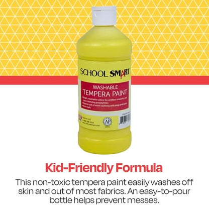 School Smart Washable Tempera Paint, Yellow, 1 Pint Bottle - color: Yellow
