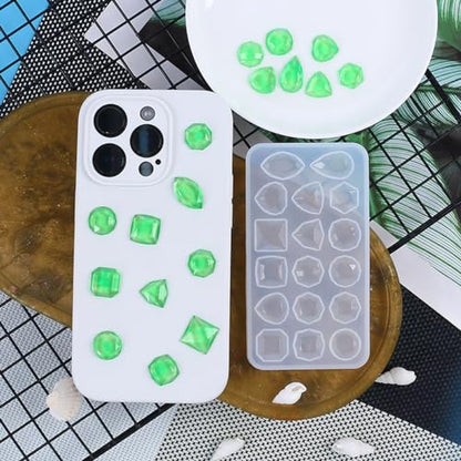 KuuGuu 4 PCS Gemstone Silicone Mold Clear Resin Molds Jewelry Casting Molds for Making DIY Crafting, Earring, Pendant, Studs Jewelry Epoxy Crafting Projects