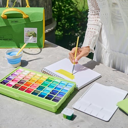 HIMI GoPack Gouache Paint Set – 72 Vibrant Colors with Palette, 3 Brushes, Foldable Bucket, Gouache Pad, Painting Knife & Felt Bag.Gift for Adults, Beginners & Professional Artists（GoPack Set） - color: 72 colors set