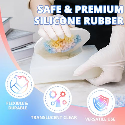 KHKD RESIN 0A Silicone Mold Making Kit 18oz, Platinum Cure 4H Cure | Translucent Non-Toxic Liquid Mold Silicone Rubber, Super Elastic for 3D, resin, and silicone molds 1:1 Mixing Ratio - size: 18 OZ
