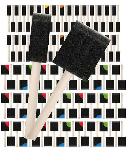 Bates Foam Paint Brushes, 120 Pack, 1" & 2", Sponge Brushes for Painting, Staining, and Mod Podge - Paint Sponges - color: Black, size: 1”, 2”, 120 Pack