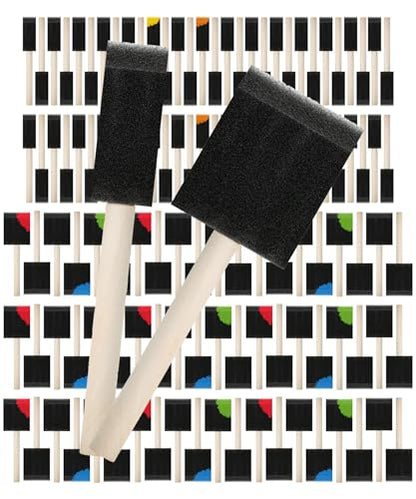 Bates Foam Paint Brushes, 120 Pack, 1" & 2", Sponge Brushes for Painting, Staining, and Mod Podge - Paint Sponges - color: Black, size: 1”, 2”, 120 Pack