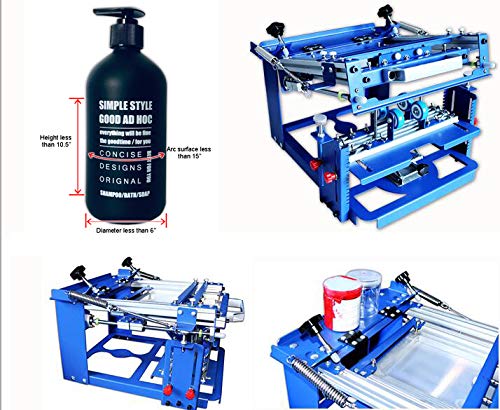 TECHTONGDA Cylinder Screen Printing Machine Cylindrical Silk Screen Printing Press for Mugs Pen Cup Bottle 6 Inches Diameter