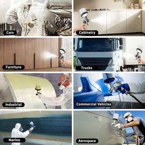 600 ml Disposable Paint Spray Gun Cup for Automotive Paint Gun, HVLP Paint Spray Paint Gun, 50 Pack Standard Size 20 Ounce Kit Paint Mixing Cups - 50 Cup Liners, 50 Lids with Strainer, 1 Hard Cup
