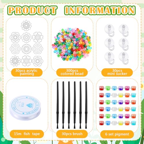 WinnerWhy 30 Sets Flower Suncatchers Window Art Kits, Spring DIY Sun Catchers Crafts Paint Your Own Window Ornaments for Adult Home Birthday Activity Party Decor - style: Flower Style