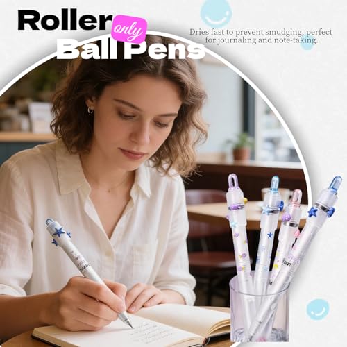 4 Pack Fidget Spinner Pen for Adults, 0.5mm Black Ink Gel Pens Quick Dry, Smooth Writing Retractable Pen with 360° Rotating Tip for Stress Relief Office Supplies Journaling