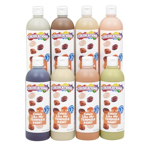 Colorations Washable Multicultural Paint - Color Like Me, 16oz Bottle, 8 Skin Colors, Kids, Art Supplies, Diverse, Rich Colors, Skin Tones, Multi-ethnicity, Colors from Around The World (Item # CMUL) - color: Assorted, Set of 8