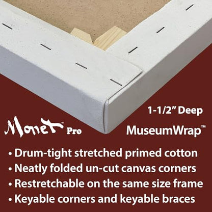 Masterpiece ZSMS-1114 Monet Pro 1.5" Deep Sausalito Heavy Weight and Texture 14 oz Cotton Stretched Artist Canvas 11" x 14"