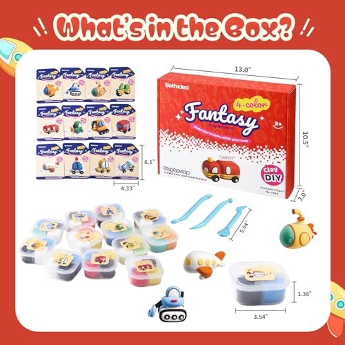 Both idea Air Dry Clay Kit, Car Theme | 12 Packs, Non-Toxic Kids Gift | School & Party: Perfect for classroom art activities, birthday party favors, creative family DIY, and holiday celebrations. - style: Tiny Drivers