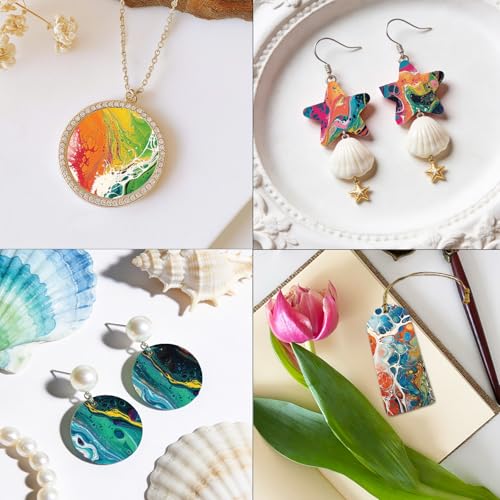 OLYCRAFT 24Pcs Ink Paint Clay Transfer Paper 4 Design Colorful Ink Transfers Paper for Polymer Abstract Art Polymer Clay Transfer Sheets Small Ceramic Decal for Clays Earrings Jewelry Making - color: Ink Paint