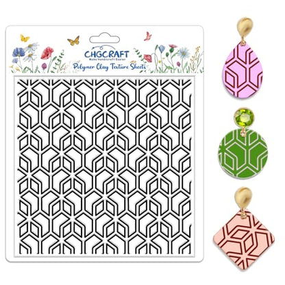 CHGCRAFT Geometry Polymer Clay Texture Sheets Line Art Silicone Texture Stamp Repeating Seamless Pattern Modeling Pattern Pad for Jewelry and Clay Earrings Tools, 5.5x5.5 inch - style: Geometry