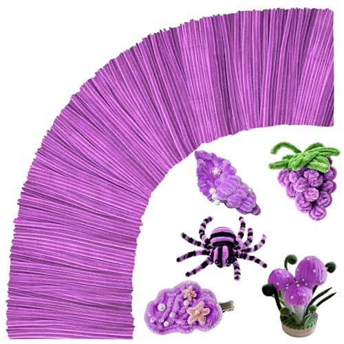VZF Deep Purple Pipe Cleaners Crafts-200PCS Chenille Stems DIY Crafts for Invitations & Decorations; Suitable for Wedding & Party Occasions,Halloween Decor,Christmas Gift for Kids,Crochet Flowers - color: Deep Purple