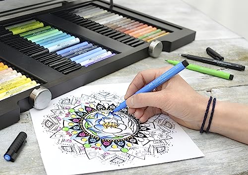 Faber-Castell Pitt Artist Pens Wood Case Gift Set - 90 Pens
