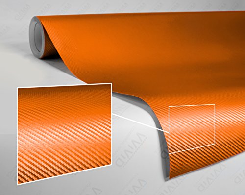 VViViD Craft 3D Carbon Fibre Textured Vinyl Sheet 1ft x 5ft for Silhouette, Cricut and Cameo Machines Including 12" x 12" Sheet of Transfer Paper (Orange) - color: Orange