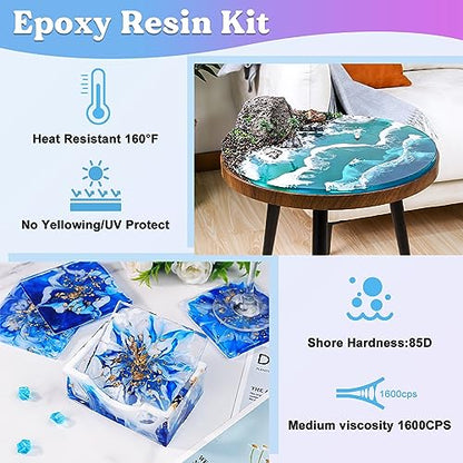Bundle Set of 1 Gallon Epoxy Resin with Color Pigment and Silicone Mold Making Kit