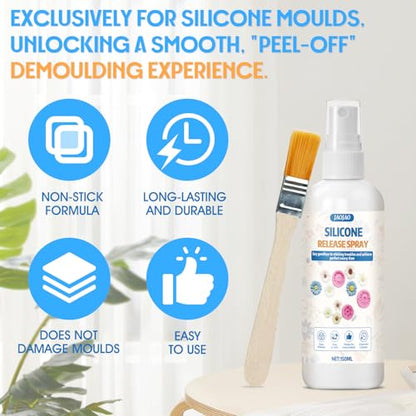 JAOJAO Silicone Release Spray, Epoxy Release Spray | Fast Drying, Non-Stick Release, Extends Mould Life, Easy to Clean, Widely Compatible for Rubber, Concrete, Soap Moulds