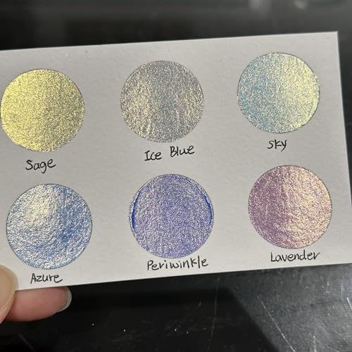 IUILE Handmade Watercolor Paints - Blue Gold Half Pan Set (6 colors) - color: Blue Gold