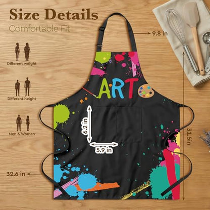 Cute Painting Artist Apron with 2 Pockets and Adjustable Strap,Splash-resistant Painting Aprons for Adults, Art Apron Bib Apron for Women,Teacher,Student Painter