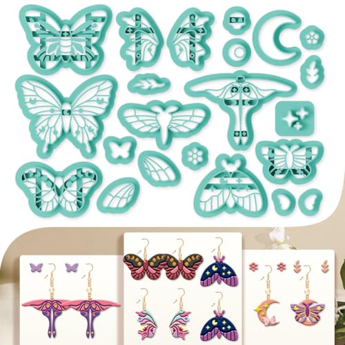 beinkmake 22Pcs Magic Moth Butterfly Polymer Clay Cutters Boho Clay Earrings Cutters Polymer Jewelry Cutter for Earrings Making Birthday Party DIY Supplies - style: Butterfly