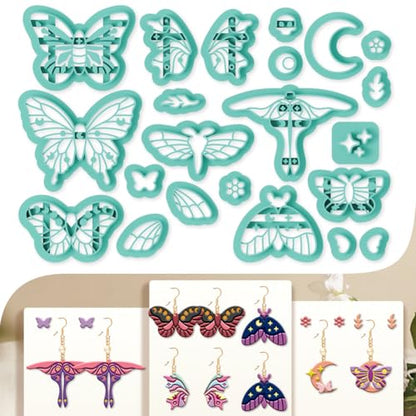 beinkmake 22Pcs Magic Moth Butterfly Polymer Clay Cutters Boho Clay Earrings Cutters Polymer Jewelry Cutter for Earrings Making Birthday Party DIY Supplies - style: Butterfly