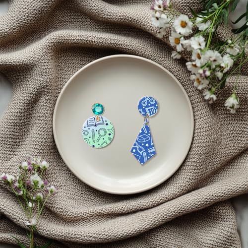 CHGCRAFT School Elements Polymer Clay Texture Sheets Seamless Pattern Books Silicone Texture Mat Modeling Pattern Pad for Jewelry and Clay Earrings Tools, 5.5x5.5 inch - style: School Elements