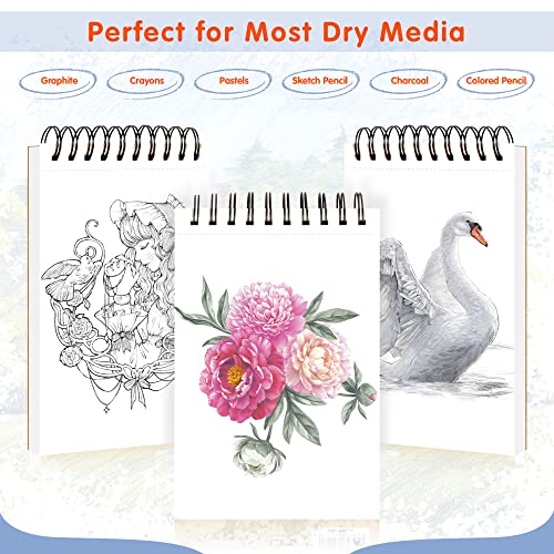FIXSMITH 5.5"X8.5" Sketch Book | 160 Sheets (68 lb/100gsm) | 2 Pack Sketchbooks | Top Spiral Bound Artist Sketch Pad | Acid Free Drawing Pad | Ideal for Kids,Beginners,Artists &Painters | Bright White - color: Tan, size: 5.5"x8.5"-2 Pack