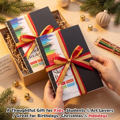 5.5" x 8.5" Small Sketch Book, 2 Pack Mini Sketchbook Drawing Pad, 68lb/100gsm Spiral Bound Sketch Book for Kids Students Beginner Artists Drawing Painting Sketching - size: 5.5x8.5
