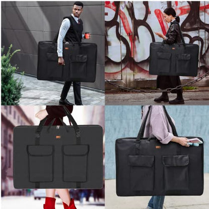 TreochtFUN Art Portfolio 23 X 31in - Portfolio Case A2 Heavy duty Portfolio Folder for Artwork With Shoulder Strap, Art Supply Bag For Large Painting Board Supplies (Black) - size: 23 x 31