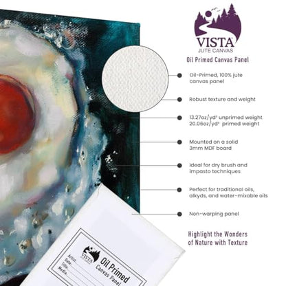 Vista Jute Oil-Primed Canvas Panels - 8"x10", 3 Pack - Blank Canvas for Traditional Oils, Eco Friendly, 100% Jute, Triple Primed, Extra Coarse Texture, Ideal for Dry Brush and Impasto Techniques - size: 8"x10"