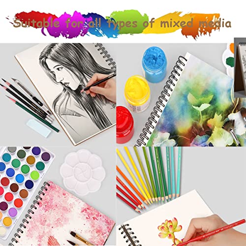 Sketch Book Pad, Drawing Paper 9" x 12" Spiral Bound (98lb/160gsm), Pack of 1, Durable Acid Free Sketchbook for Painting, 30 Sheets Each (1 Pack- 9"X12") - color: 1 Pack- 9"X12"