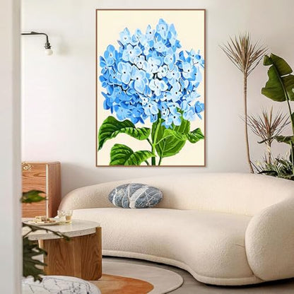 Mowana Paint by Numbers Kit for Adults - Hydrangeas Adult Paint by Numbers for Beginners on Canvas with Frame and Easel, Easy Acrylic Oil Painting by Number Kits 8x12 inch - color: Hydrangeas