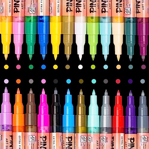 PINTAR | 24 Pack | Acrylic Paint Markers Extra Fine Tip | Rock Painting, Wood, Glass, Leather, Shoes Acrylic Paint Pens | Pack of 24, 0.77mm - size: (24 Pack)
