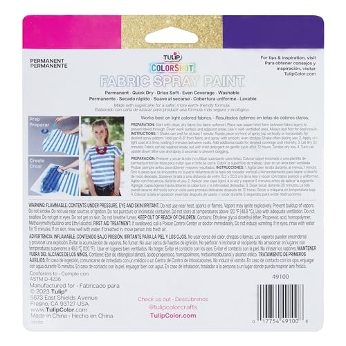 TULIP ColorShot Fabric Spray Paint, 3 Pack Jewel Tone Gem Colors Neon Pink, Glitter Gold, Purple