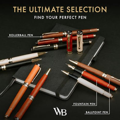 Wordsworth and Black Ballpoint Pen Set - Stunning Luxury Pen Bamboo Violetwood Gold Finish, Refillable, Best Ball Pen for Men & Women, Black Ink Refill, Elegant, Point Pen - color: Violet Wood