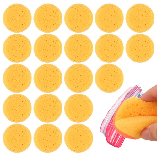 20 PCS Round Pottery Sponges for Clay & Painting- 2.8 Inch Durable Synthetic Sponges, Elasticity Ceramic Clay Sponge, Round Cleaning Water Absorption Soap Sponge for Crafts Household Use and More
