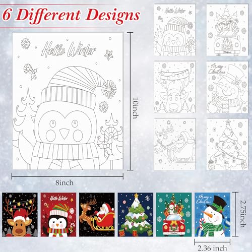 6 Pack Pre Drawn Canvas for Painting Pre Printed Canvas Kit 8 x 10 Inch Stretched Cotton Paint and Sip Set for Adults Couple Party Graduation Summer Date Night(Christmas Eve) - style: Christmas Eve