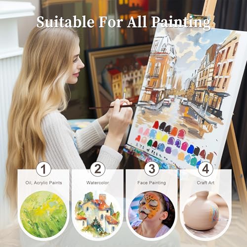 26pcs Paint Brush Set, Acrylic Paint Brushes, Paint Brushes with Filbert, Flat, Angle, Fan, Round, Acrylic Brush for Watercolor, Acrylic Canvas Paintings, Face Painting, Body Painting - size: 26pcs